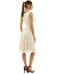 Women Floral Lace Overlay Fit And Flare Dress