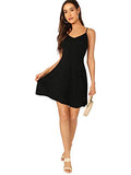 Women's Adjustable Spaghetti Straps V Neck Flared Cami Slip Dress | Women's Club Dresses