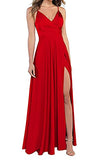 RYANTH Long Bridesmaid Dresses for Women Formal Satin Spghetti Strap Prom Evening Gowns RYZ054