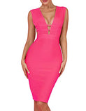 Women 's Sexy Deep V Plunge Sleeveless Cut Out Bodycon Bandage Cocktial Party Dresses