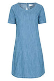 Mountain Warehouse Flora Womens Denim Dress - 100% Cotton Ladies Summer Dress, Lightweight, Breathable, Relaxed Fit, Crew Neckline | Women's Casual Dresses