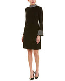 Women's Mock Neck Bell Sleeve Sheath Dress