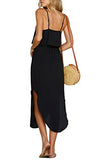 Women's Adjustable Strappy Split Summer Beach Casual Midi Dress