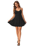 Women's Adjustable Spaghetti Straps V Neck Flared Cami Slip Dress | Women's Club Dresses