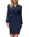 Women's Pencil Work Dresses Long Sleeve V Neck Bodycon Business Dress Elegant Cocktail Party | Women's Work Dresses