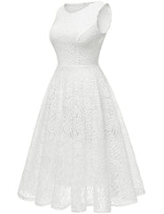 Women Floral Lace Bridesmaid Party Dress Short Cocktail Dress With Boatneck