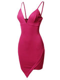 Women's Elegant Sexy Asymmetric Design Cocktail Party Pencil Dress (Made In U.s.a.)