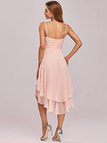 Spaghetti Straps V Neck Chiffon Short Wedding Dresses for Women  - Sara Clothes