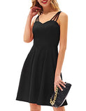 Women's Spaghetti Strap Dress V Neck Sleeveless Cocktail Dress Casual Swing A Line Club Party Dresses