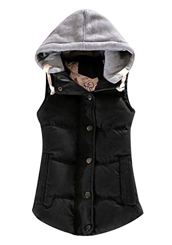 EFOFEI Womens Sleeveless Removed Hooded Slim Winter Quilted Puffer Vest Coat