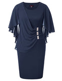 Women's Chiffon Poncho Slit Sleeve Plus Pencil Overlay Mini Dresses | Women's Work Dresses