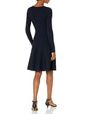 Women's Long Sleeve Ribbed Crewneck Fit and Flare Sweater Dress