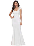 Lace Crystal Cap Sleeve V Neck Beading Mermaid Wedding Dress For Party 0218 | Women's Casual Dresses