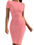 Women's Casual Basic Pencil Dress Sexy Long Sleeve Bodycon Midi Club Dress