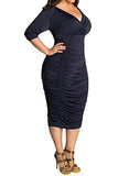 Women's Plus Size Sexy Bodycon Party Dress Long Sleeve Midi Club Dresses