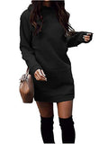 Xuan2Xuan3 Women's Fleece Long Sweatshirt Dress Crewneck Pullover Casual Long Sleeve Bodycon Mini Sweater Dress | Women's Casual Dresses