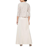 Women's Long Mock Jacket Dress With Satin Skirt-closeout | Women's Evening Gowns