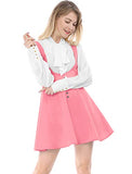 Women's Cute Button Decor Overalls Pinafore Dress Suspenders Skirt