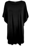 Womens Ladies Plain Stretchy Oversized Batwing Sleeves Lagenlook Layered Loose Fit Mini Dress