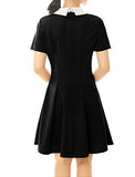 Women's Peter Pan Collar Short Sleeves Above Knee Flare Dress