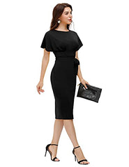 Women's Bodycon Pencil Dress Office Wear To Work Dresses With Pocket Belt Jasambac