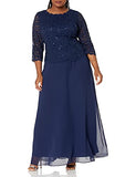 Evenings Women's Plus Size Long Lace Mock Dress