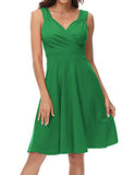 Green Women's Sleeveless Wrap V-Neck A-line Bridesmaid Cocktail Party Dress - GRACE KARIN | Women's Cocktail Dresses