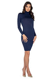 Women's Roma Classic Navy Turtle Neck Midi Dress Casual