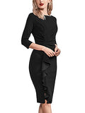 Women's Retro 4-Mar Sleeve Ruched Elegant Business Pencil Sheath Dress | Women's Work Dresses
