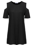 Women Plus Size Dresses Short Sleeve Cold Shoulder Casual T-Shirt Swing Dress with Pockets
