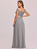 Women's Maxi Cap Sleeve Off-Shoulder Chiffon Bridesmaid Dresses  - Sara Clothes