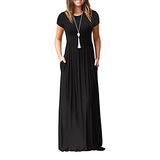 TIMEMEAN Maxi Dresses for Women Casual Short Sleeve Long Dresses with Pockets