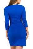 Women's Short Sleeve Round Hem Midi Body Con Dress