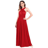 FYMNSI Women Multi Way Wrap Long Dress V-Neck Halter Backless Convertible Bandage Floor Length Maxi Gown for Wedding Bridesmaid Formal Party Pageant Cocktail Evening Prom Sundress