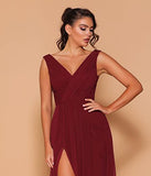 Dresses with Slit Long Chiffon V Nevk Formal Party Dress with Pockets NB027 | Original Brand | Women's Formal Dresses