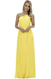 One Shoulder Bridesmaid Dresses Long Aline Chiffon Prom Evening Gown For Women