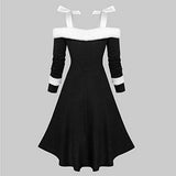 Christmas lace up Plush Gold Velvet Long-Sleeved Dress Retro Style Skirt | Original Brand | Women's Work Dresses