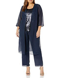 Women's Sequin Mesh Top with Long Jacket Pantset Mother of The Bride Dress | Women's Work Dresses