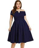Women's Plus Size Vintage 1950s Party Cocktail Wedding Swing Midi Dress | Women's Midi Dresses