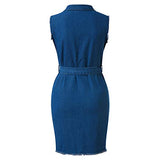 Women's Fashion Denim Skirt Sexy Hole Button Down Denim Sexy Dress Ladies Lace Jeans Long Shirt Dress Skirt Summer Dress Maxi Dresses Top Dresses | Original Brand | Women's Work Dresses