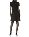 Women's Short Sleeve Textured Bateau Fit and Flare Dress