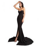 Formal Strapless Evening Dress Long Prom Gown Front Split Full Length Wedding Maxi Dress