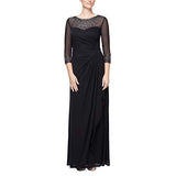 Women's Long a Line Illusion Sweetheart Neck Dress (Petite and Regular) Special Occasion