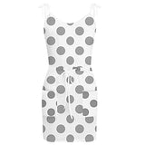Ladies Casual V-Neck Sleeveless Bandage Wave Point Printing Loose Sling Dress UK Size Party Dress | Women's Work Dresses