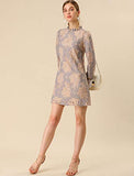 Women's Ruffle Crew Neck Formal Mini Floral Lace Dress | Women's Cocktail Dresses