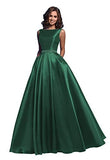 Ufashion Women's Satin Ruched A Line Prom Dress Beaded Formal Evening Gown with Pockets