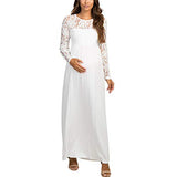 Women's Maxi Dress Pregnancy Dress Long Sleeves with Lace Nursing Dress Photography Ceremony Elegant