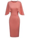 Women 4-mar Ruffle Sleeve Slim Fit Business Pencil Dress