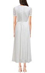 Women's V Neck Summer Sexy Lace Party Wedding Maxi Chiffon Long Dress