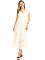 Inspired Cap Sleeve Lace Trim Dress